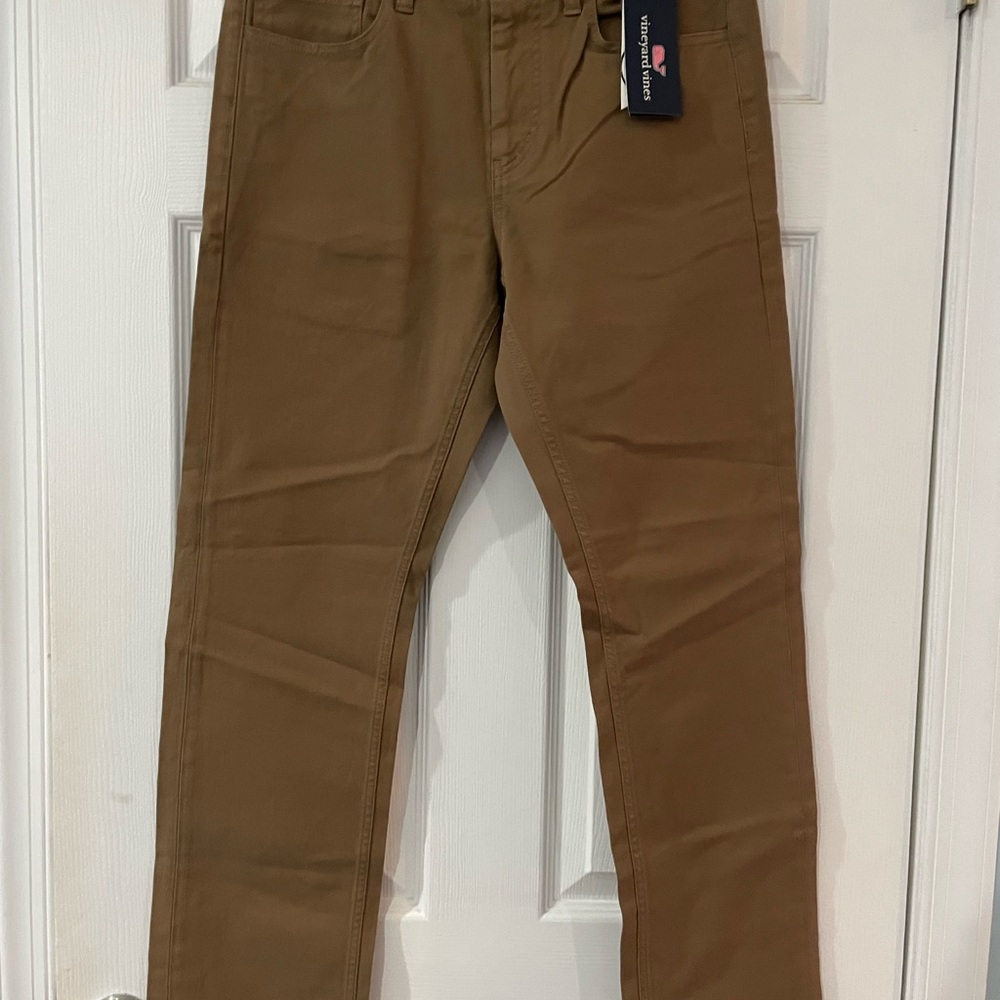 New Vineyard Vines Men's Classic Fit 5 Pocket Brown Pants Size 30x32